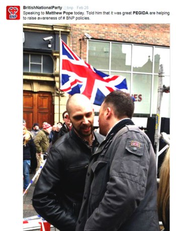 PEGIDA UK leader Matt Pope is buddies with the leader of the BNP