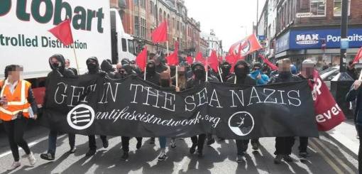 The Anti-Fascist Network on the march in Liverpool.